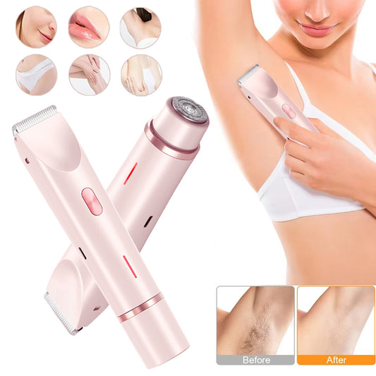 Skin Glow Pro™ - 2-in-1 Body & Intim Haarentferner – Elektrischer Rasierer mit Doppelkopf, Nass- & Trockenanwendung